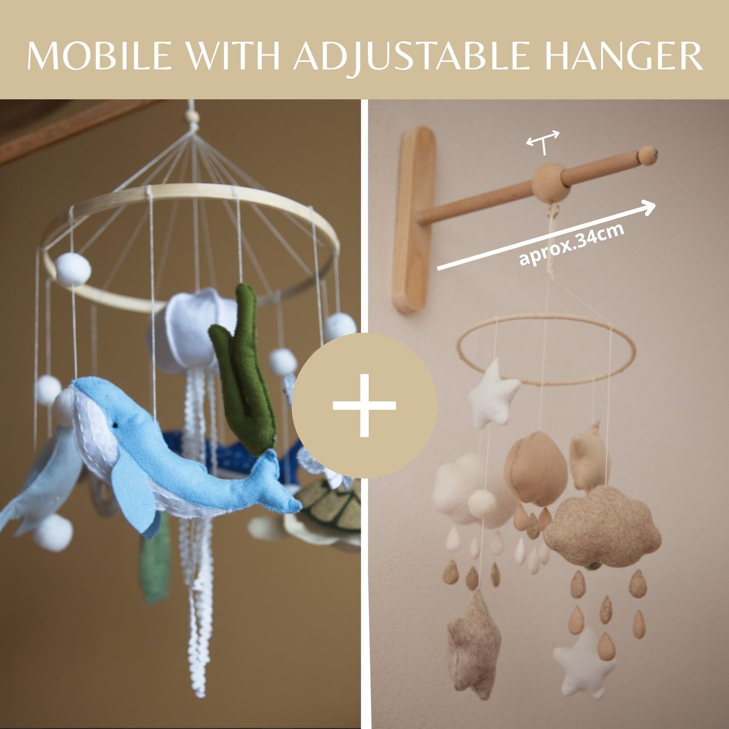 Ocean Baby Mobile – Felt Whale, Turtle and Seahorse Nursery Decor in Blue and Green