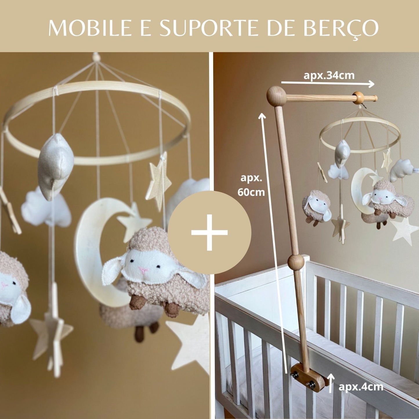 Quintinha das Ovelhas, móbile de berço, tons neutros
