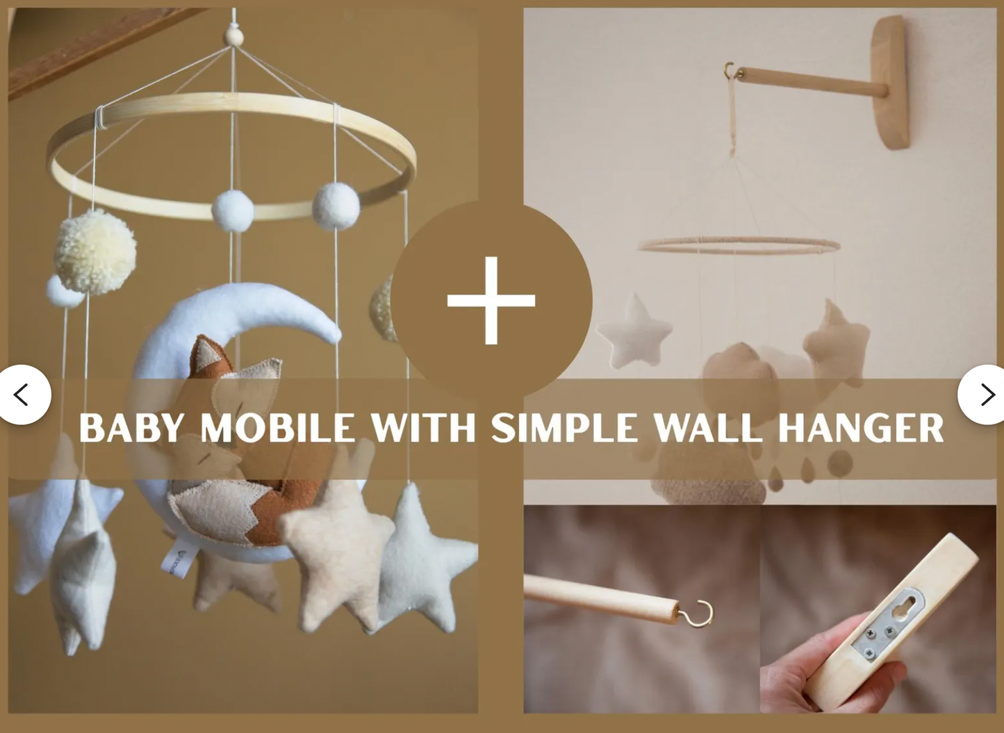 Fox-and-Moon Felt Baby Crib Mobile – Neutral Woodland Nursery Decor