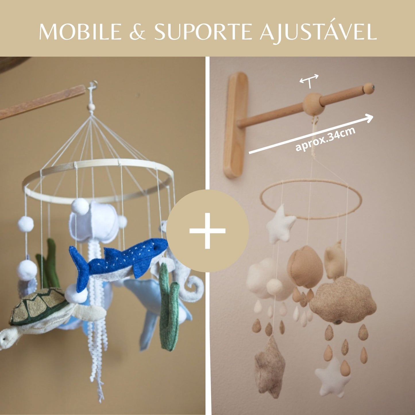 Oceano, móbile de berço, tons azuis e verdes