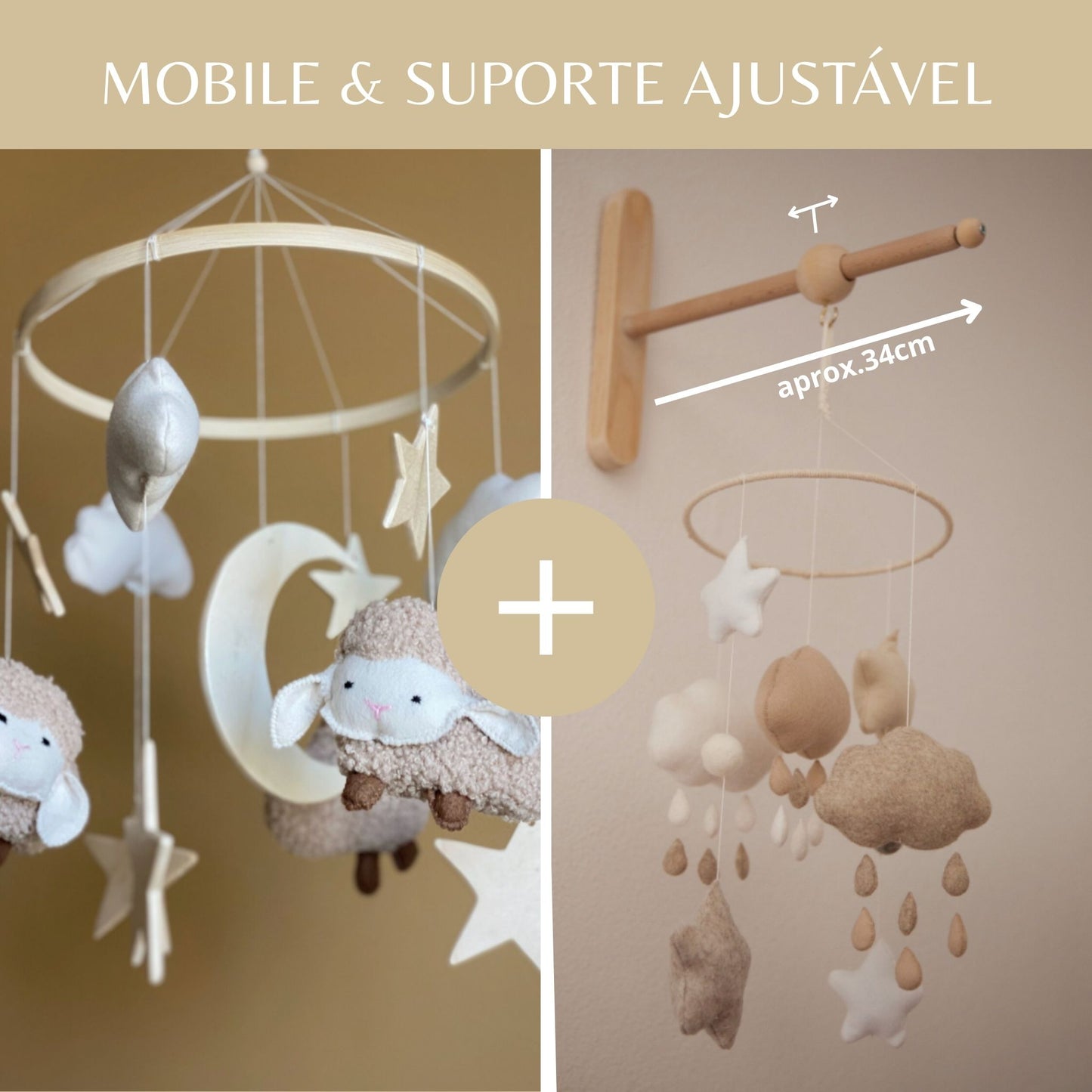 Quintinha das Ovelhas, móbile de berço, tons neutros