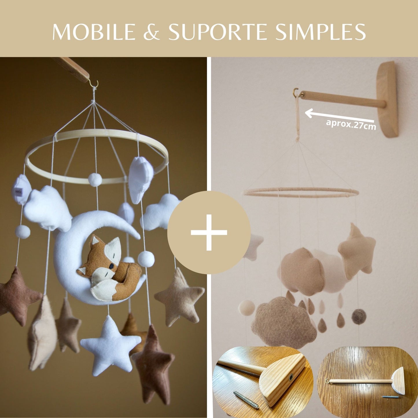 Raposa,Lua e Nuvens, móbile de berço
