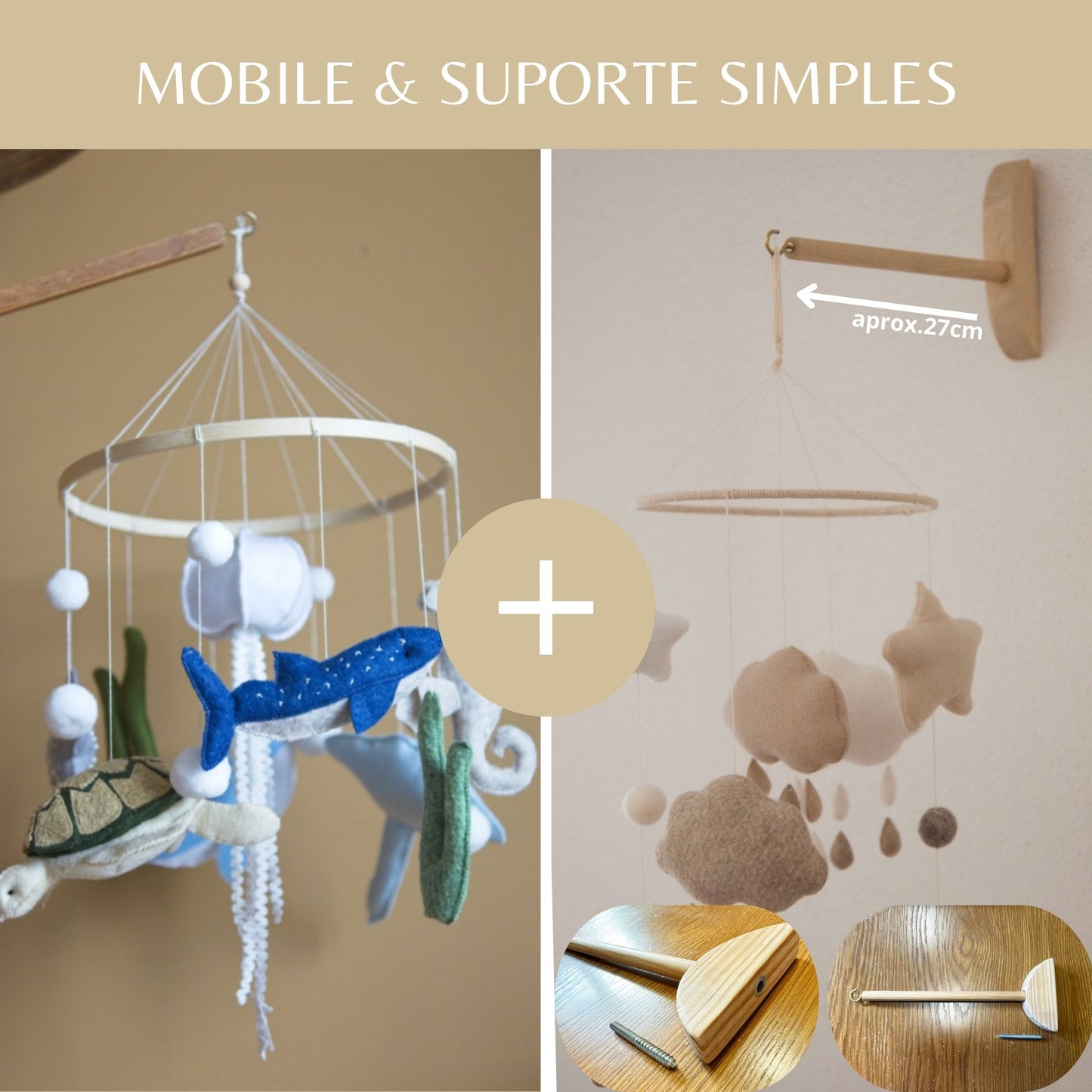 Oceano, móbile de berço, tons azuis e verdes