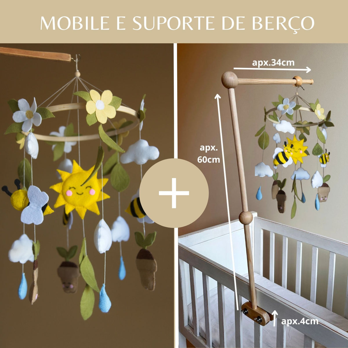 Pequeno Jardim, móbile de berço, tons alegres