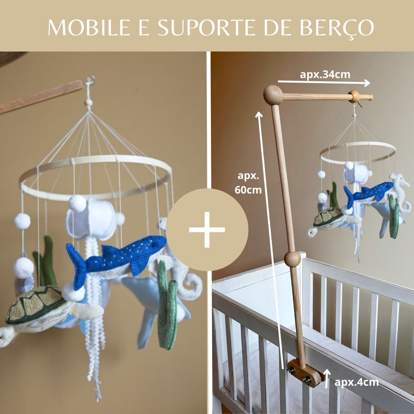 Oceano, móbile de berço, tons azuis e verdes