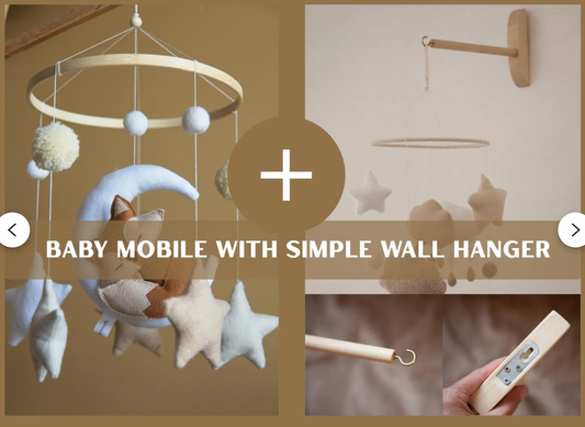 Fox-and-Moon Felt Baby Crib Mobile – Neutral Woodland Nursery Decor