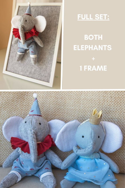 Elefantes de Feltro Artesanais com Roupas Upcycled – Edição Limitada